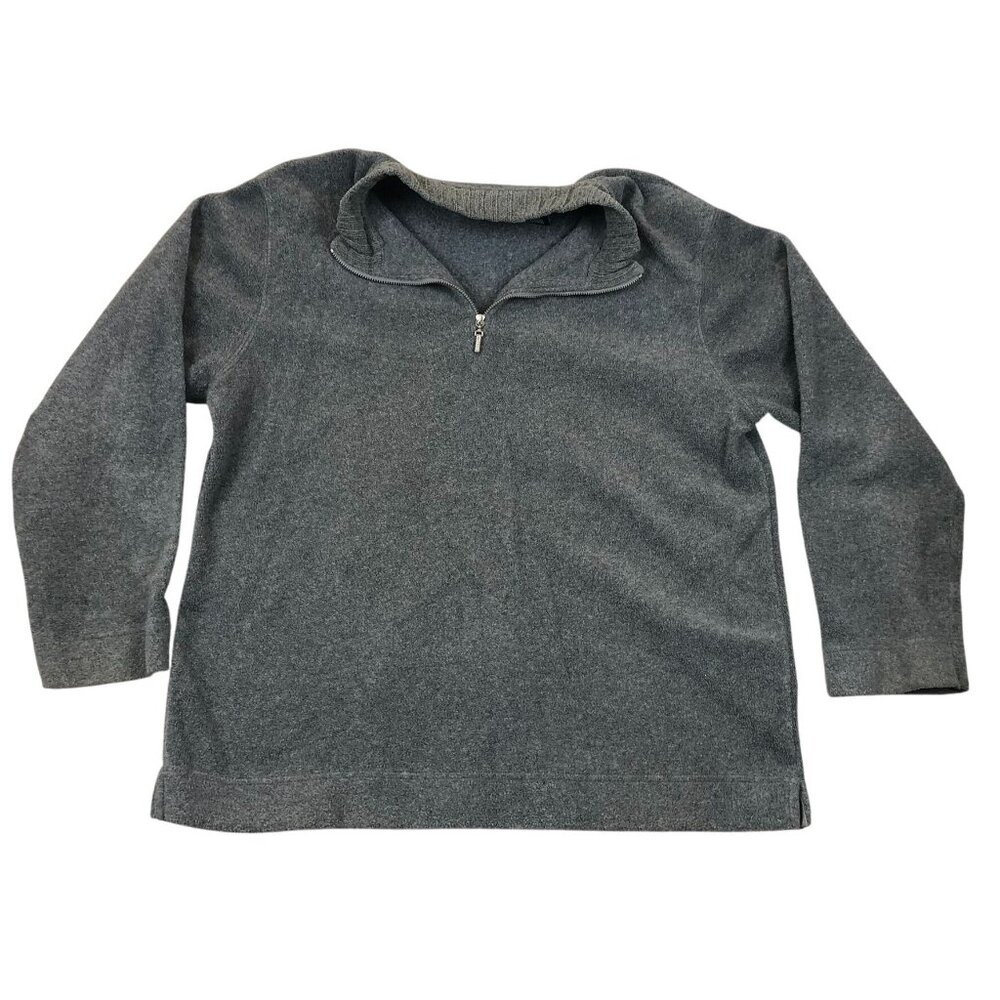 Catalina Women Sweater Large Pullover Half Zip Long Sleeve Knit Cozy Casual Gray